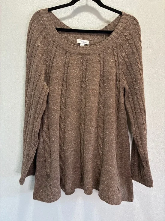 Great Northwest Clothing Co. Brown Scoop Neck Textured Fall Pullover Women’s L - Picture 1 of 5